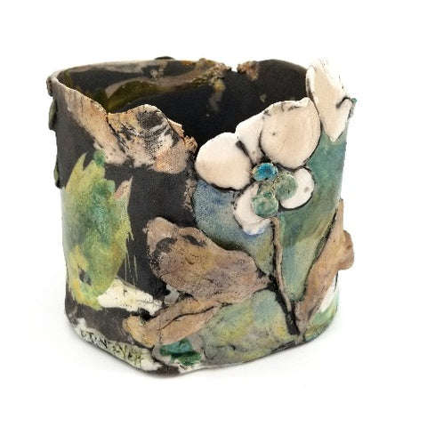 'Floral Pot' Sculptural Raku Vessel