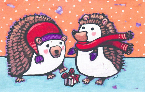 Pam Weber Holiday Cards Hedgehogs - Arts and Heritage St. Albert