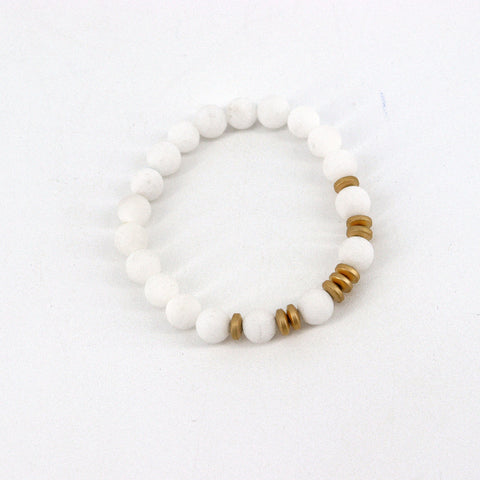 'Beaded Mala' Stretch Bracelet 'Clarity' Jade & Hematite - Arts and Heritage St. Albert