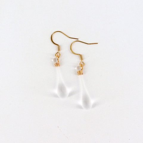 Handcrafted Glass Teardrop Earrings Clear - Arts and Heritage St. Albert