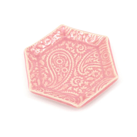 Pink Patterned Small Hexagon Trinket Dish - Arts and Heritage St. Albert