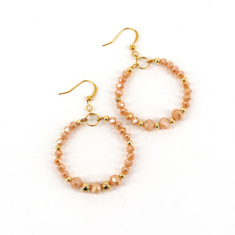 Beaded Hoop Earrings Peach - Arts and Heritage St. Albert