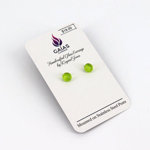 Handcrafted Glass Stud Earrings Green - Arts and Heritage St. Albert