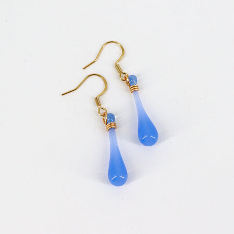 Handcrafted Glass Teardrop Earrings Light Blue - Arts and Heritage St. Albert