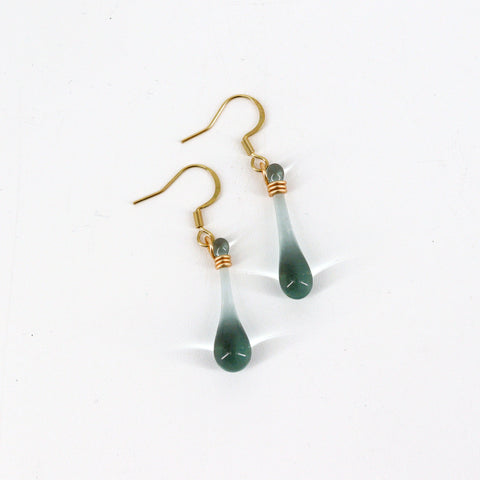 Handcrafted Glass Teardrop Earrings Grey - Arts and Heritage St. Albert