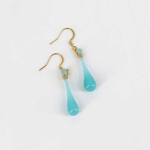 Handcrafted Glass Teardrop Earrings Aqua - Arts and Heritage St. Albert