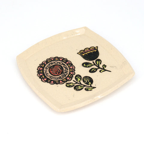 Floral Square Serving Plate - Arts and Heritage St. Albert