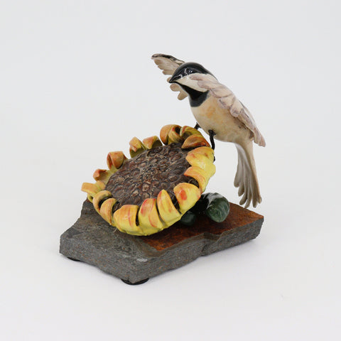 Chickadee on Sunflower Sculpture Chickadee 7 - Arts and Heritage St. Albert
