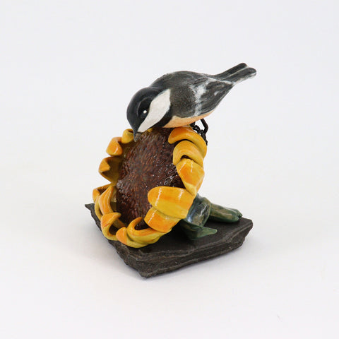 Chickadee on Sunflower Sculpture Chickadee 8 - Arts and Heritage St. Albert