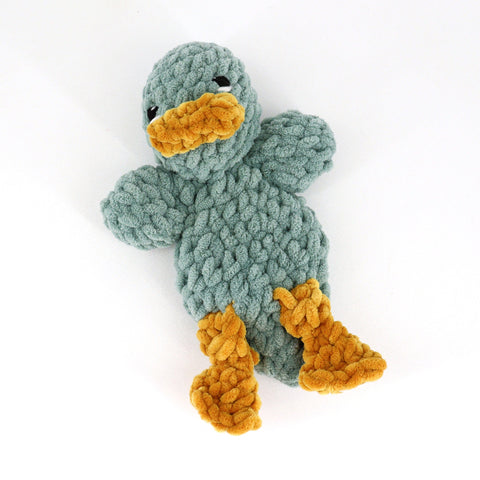 Crocheted Duck 'Snuggler' Sage Green - Arts and Heritage St. Albert