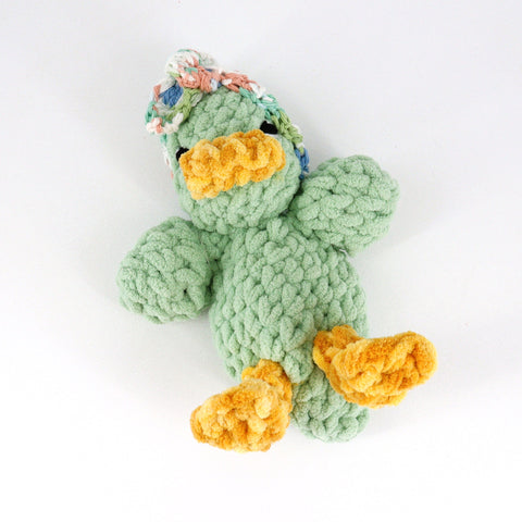 Crocheted Duck 'Snuggler' Light Green with Headband - Arts and Heritage St. Albert