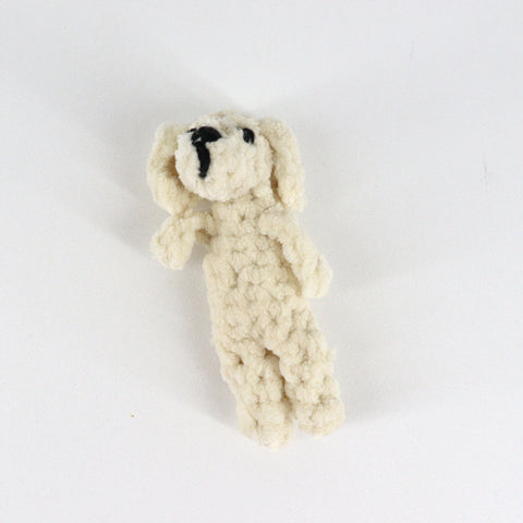 Crocheted Extra Tiny Dog 'Snugglers' White no heart - Arts and Heritage St. Albert