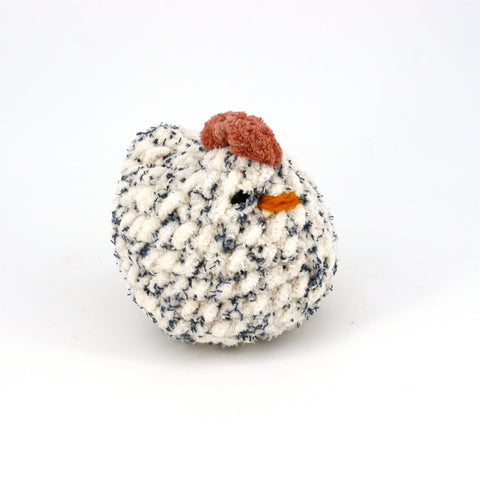 Crocheted Chicken Plushie Speckled White & Navy - Arts and Heritage St. Albert