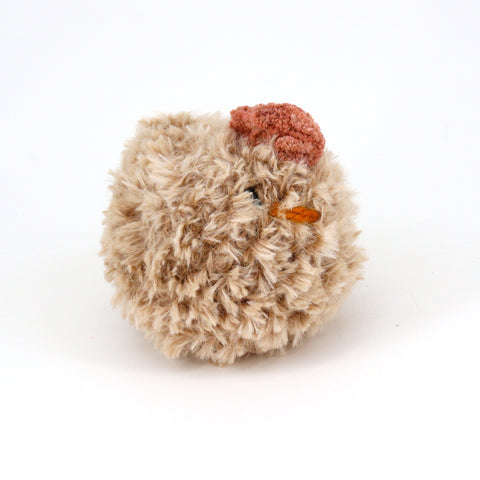 Crocheted Fuzzy Chicken Plushie Light Brown - Arts and Heritage St. Albert