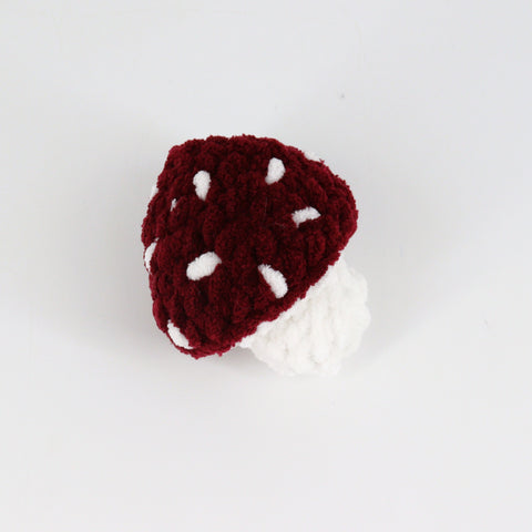 Crocheted Mushroom Maroon - Arts and Heritage St. Albert