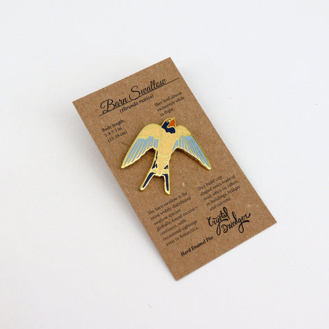 Gold Plated Enamel Bird Pins Yellow Barn Swallow - Arts and Heritage St. Albert