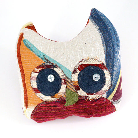 Upcycled Fabric Owl Pillows - Small Mitchel - Arts and Heritage St. Albert