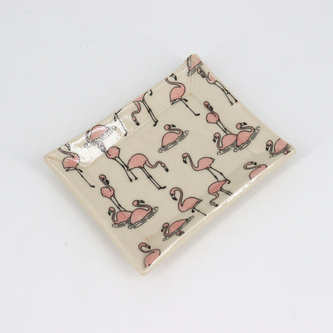 Medium Ceramic Soap Dish Pink Flamingos Style 8 - Arts and Heritage St. Albert