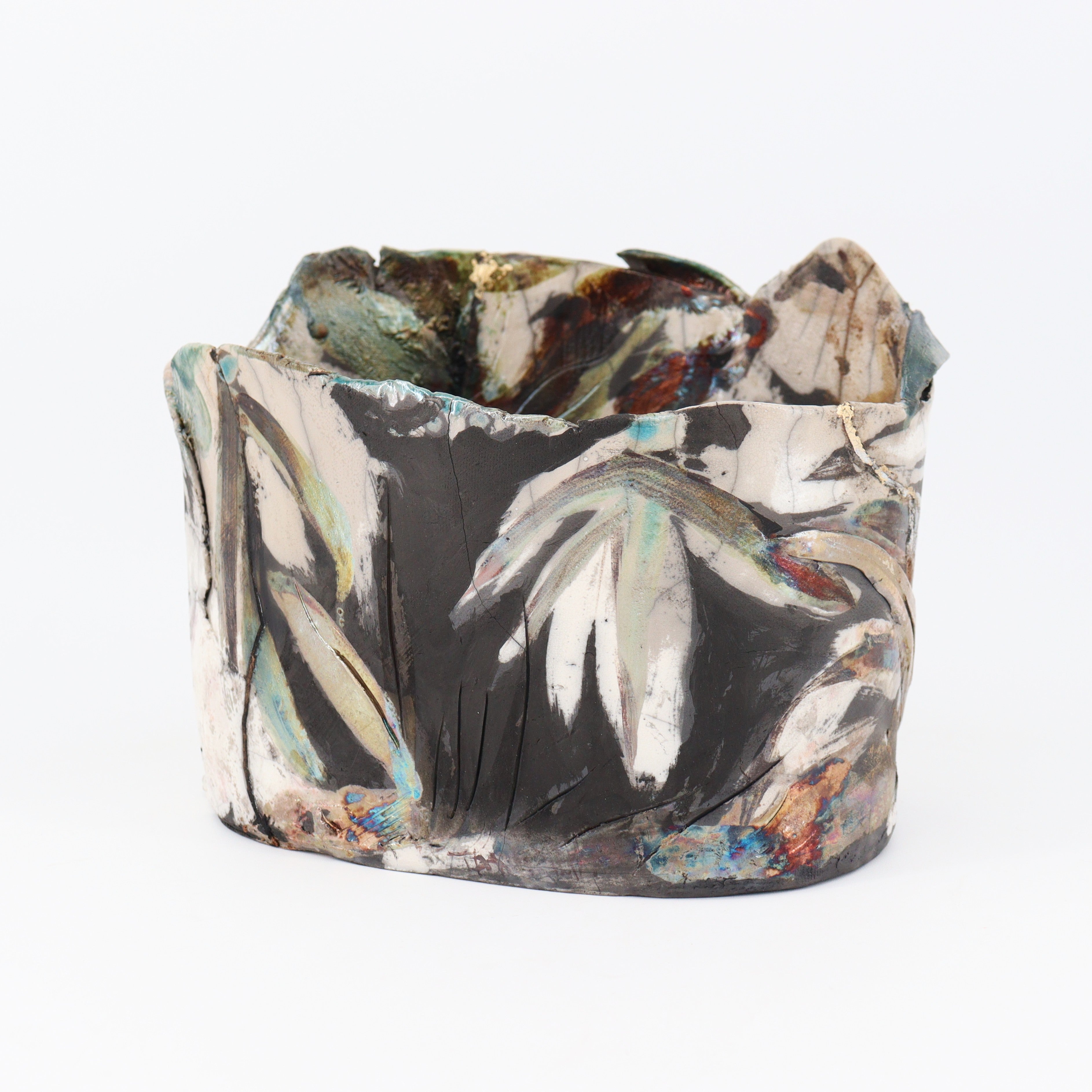 Orchid and Snail' Sculptural Raku Vessel | Arts and Heritage