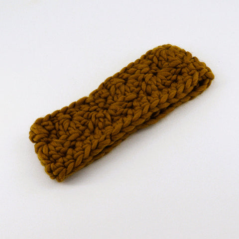 Hand Knit Ear Warmer Headband Ochre - Arts and Heritage St. Albert