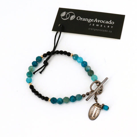 Apatite, Onyx, 14 Kt Gold Fill Bead Bracelet - Arts and Heritage St. Albert