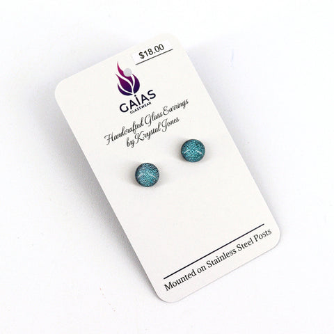 Handcrafted Glass Stud Earrings Light Blue - Arts and Heritage St. Albert