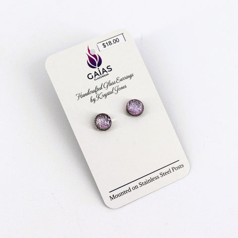 Handcrafted Glass Stud Earrings Light Purple - Arts and Heritage St. Albert