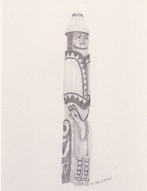 Totem Art Prints By Gerald Delorme Nuutsumuut Lelum Pole, Nanaimo B.C, Carver Noel Brown - Arts and Heritage St. Albert
