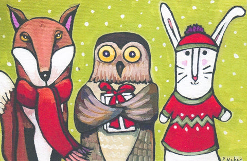 Pam Weber Holiday Cards Fox Owl & Rabbit - Arts and Heritage St. Albert