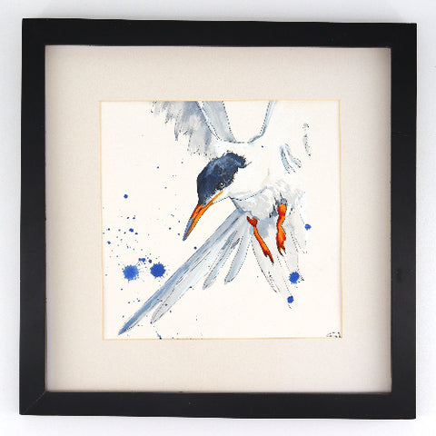 Framed Original 12" x 12" Bird Watercolour Paintings by Sabine Hahnel
