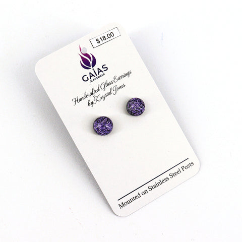Handcrafted Glass Stud Earrings Purple - Arts and Heritage St. Albert