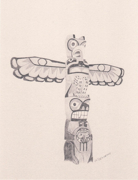 Totem Art Prints By Gerald Delorme Salish Bear Pole, Malahat View Point Summit B.C, Carver Stan Modeste - Arts and Heritage St. Albert