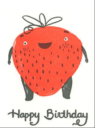 Letterpress Printed Birthday Cards Happy Birthday Strawberry - Arts and Heritage St. Albert