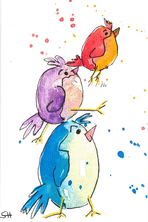 'Bird Series' 4 x 6 Original Art Cards by Sabine Hahnel Style 10 - Arts and Heritage St. Albert