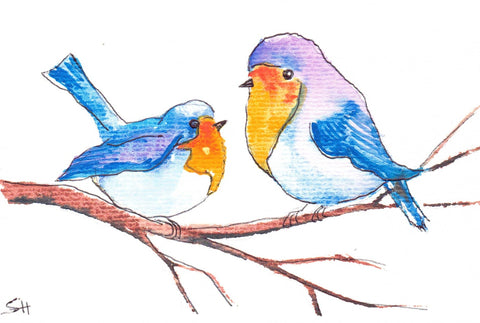 'Bird Series' 4 x 6 Original Art Cards by Sabine Hahnel Style 11 - Arts and Heritage St. Albert