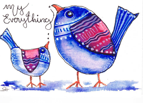'Bird Series' 4 x 6 Original Art Cards by Sabine Hahnel Style 3 - Arts and Heritage St. Albert