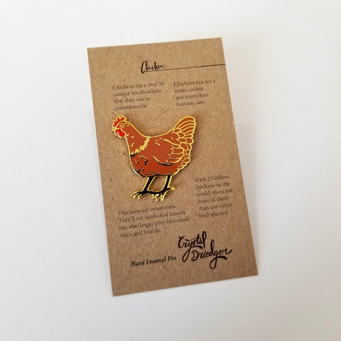 Gold Plated Enamel Bird Pins Brown Chicken - Arts and Heritage St. Albert