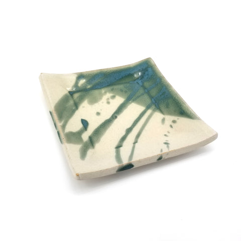 Square Sandwich Plates Green Drizzle - Arts and Heritage St. Albert