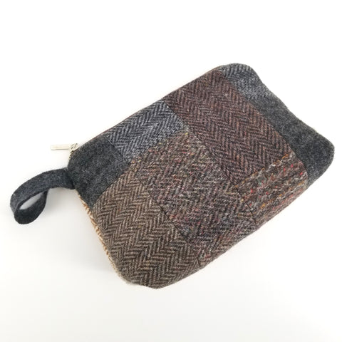 Medium Upcycled Zip Case Brown Tweeds - Arts and Heritage St. Albert