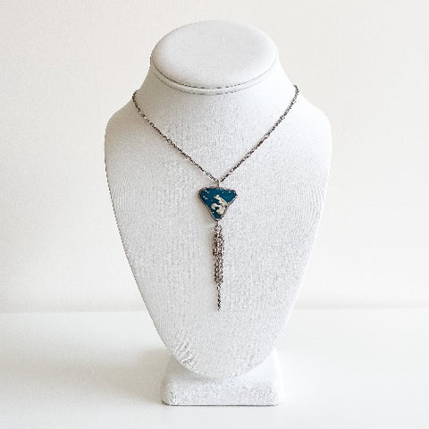 Ancient Glass Necklace, Silver Link with Fringe Drop - Arts and Heritage St. Albert