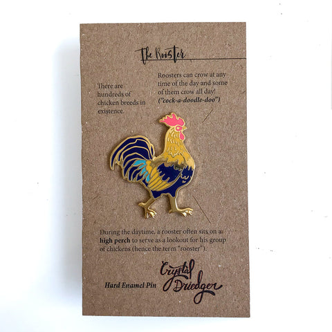 Gold Plated Enamel Pin Rooster - Arts and Heritage St. Albert
