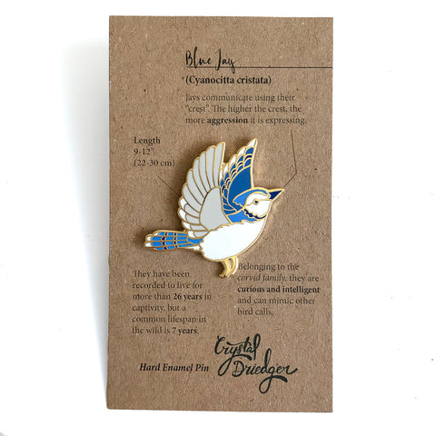 Gold Plated Enamel Pin Blue Jay - Arts and Heritage St. Albert
