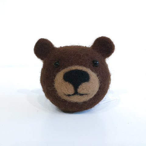 Felted Wildlife Head Ornaments Bear - Arts and Heritage St. Albert