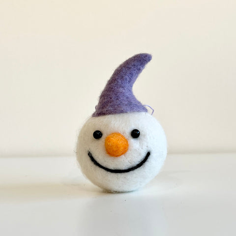 Felted Snowman Head Ornament
