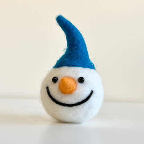 Felted Snowman Head Ornament