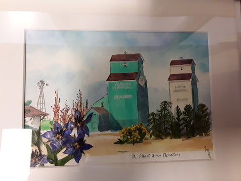 Framed pressed flower art Grain Elevators 5 x 7