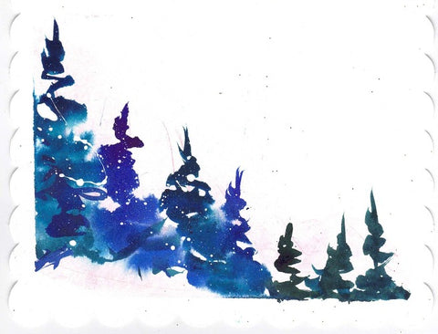 'Winter Sky & Evergreens I' 2 Pack Original Art Card