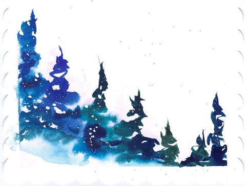 'Winter Sky & Evergreens II' 2 Pack Original Art Card