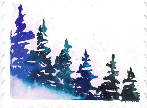 'Winter Sky & Evergreens IV' 2 Pack Original Art Card