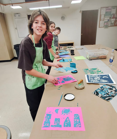 Children participating in arts and crafts class at Summer Art Club organized by Arts and Heritage Foundation St. Albert
